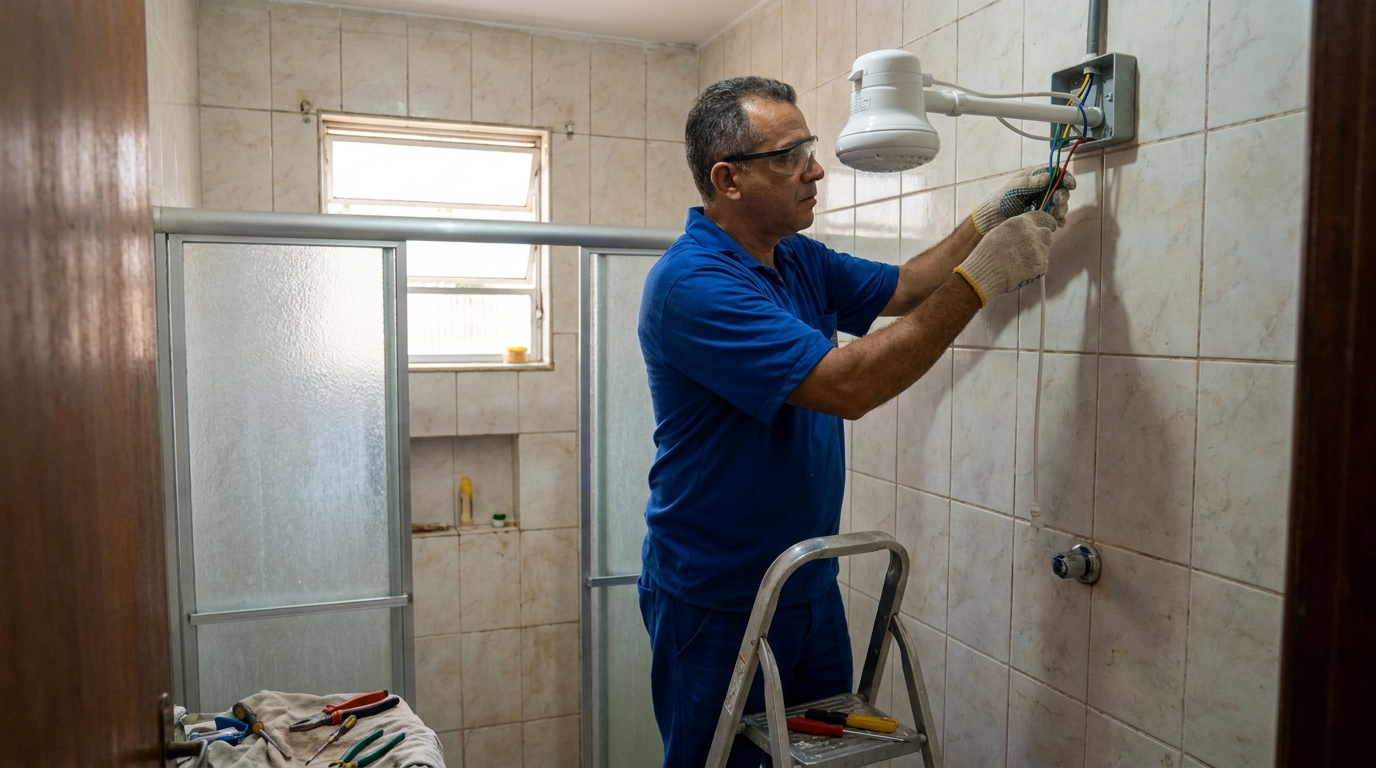 Substituição de Chuveiro Antigo em Montes Claros‑MG